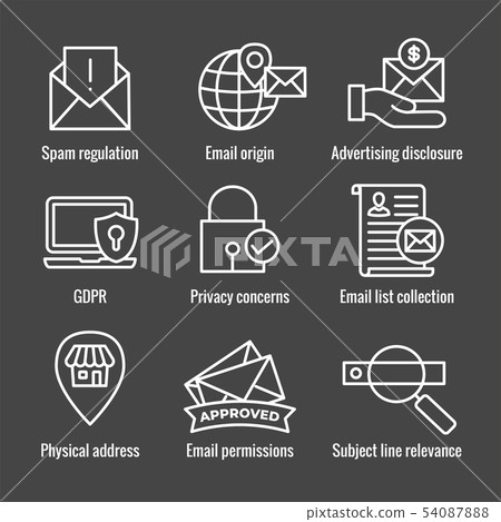 Email Marketing Rules - Regulations Icon Set 54087888