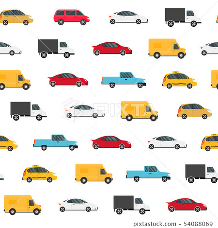 Cartoon Color Modern Car Seamless Pattern Background. Vector 54088069