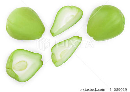 fresh Chayote vegetable isolated on white background with copy space for your text. Top view. Flat fresh Chayote vegetable isolated on white background with copy space for your text. Top view. Flat 54089019