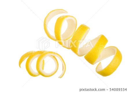 Lemon peel isolated on white background without a shadow. Healthy food Lemon peel isolated on white background without a shadow. Healthy food 54089334