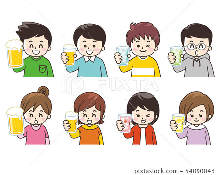 Young men and women having a drink 54090043