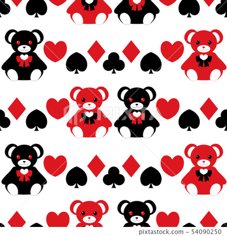 撲克牌西裝無縫模式泰迪熊 撲克牌西裝無縫模式泰迪熊 54090250