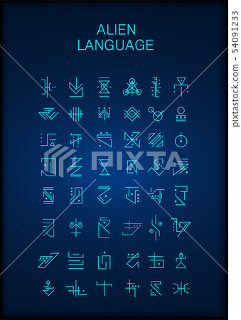 Futuristic hieroglyphs. Alien hieroglyphs 54091233