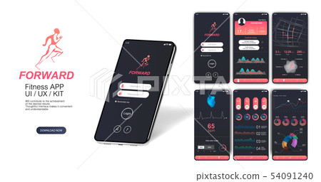 Fitness app with multiple screens UI, UX, KIT 54091240