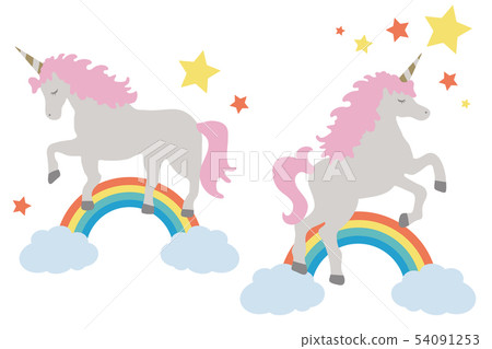 Two unicorns star clouds rainbow rainbow Two unicorns star clouds rainbow rainbow 54091253