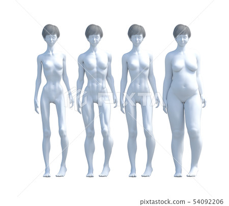 Diet image Before after After perming3dCG illustration material Diet image Before after After perming3dCG illustration material 54092206