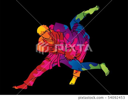 Judo sport action cartoon graphic vector Judo sport action cartoon graphic vector 54092453