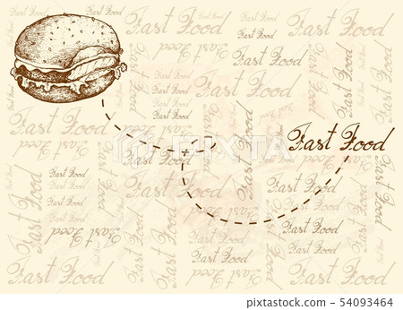 Hand Drawn of Burger on Brown Background Hand Drawn of Burger on Brown Background 54093464