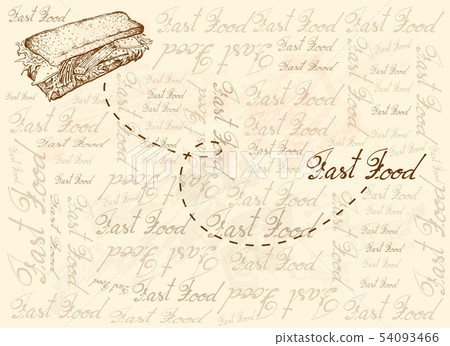 Hand Drawn Background of Crab Stick Salad Sandwich Hand Drawn Background of Crab Stick Salad Sandwich 54093466