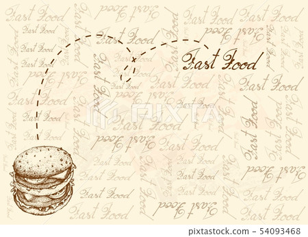 Hand Drawn Background of Freshly Beef Burger Hand Drawn Background of Freshly Beef Burger 54093468