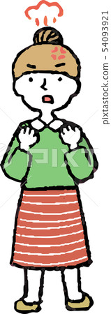 Female Bun Hair Housewife Pose Reaction Illustration 54093921