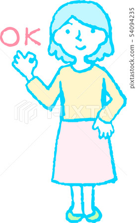 Female Loose Bob Housewife Pose Reaction Illustration 54094235