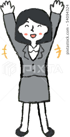 Woman suit Business woman OL Bob cut pose reaction illustration 54094324