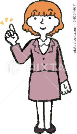 Woman suit business woman OL loose fluffy pose reaction illustration 54094467