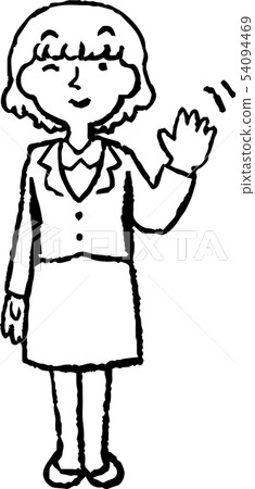 Woman suit business woman OL loose fluffy pose reaction illustration 54094469
