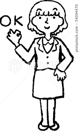 Woman suit business woman OL loose fluffy pose reaction illustration 54094470