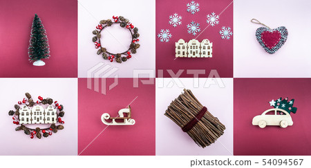 large set of objects of the new year and large set of objects of the new year and 54094567