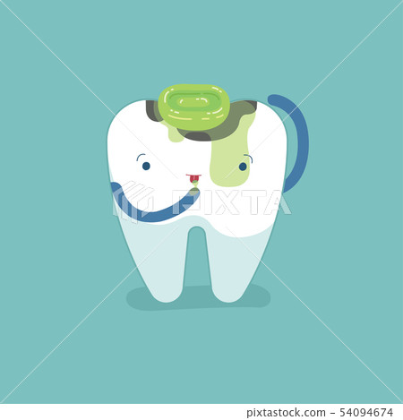 Decayed tooth because eat sweet candy, dental  54094674