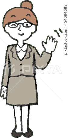 女人西裝職業女性OL餃子頭髮眼鏡構成反應插圖 54094698