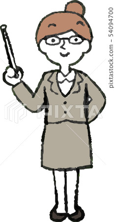 女人西裝職業女性OL餃子頭髮眼鏡構成反應插圖 54094700