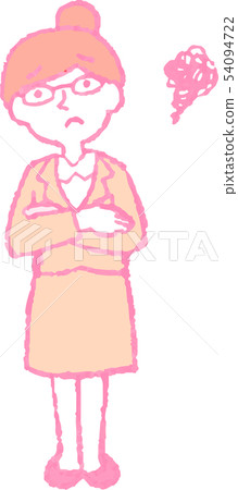 Woman suit Career woman OL Dumplings Hair glasses pose reaction illustrations 54094722