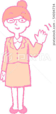 女人西裝職業女性OL餃子頭髮眼鏡構成反應插圖 54094734