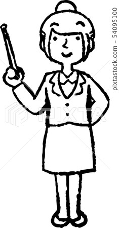 Female suit New employee New graduate OL Ponytail Pose Reaction Reaction illustration 54095100