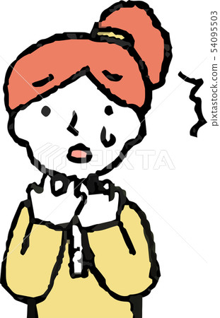 Female Ponytail Housewife Pose Reaction Upper Body Illustration Female Ponytail Housewife Pose Reaction Upper Body Illustration 54095503