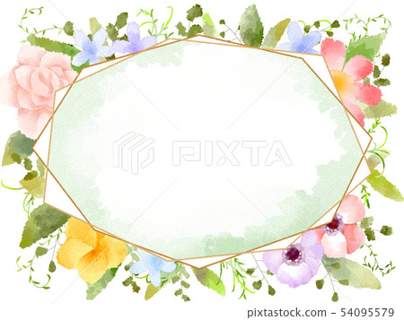 水彩花卉框架 54095579