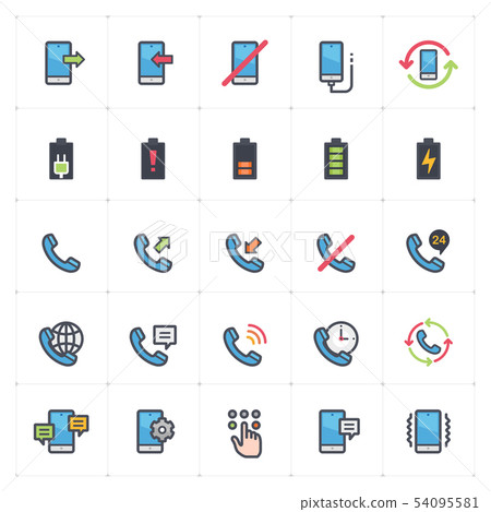 Icon set - phone and calling full color outline 54095581