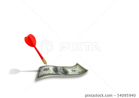 Red dart hit on banknote. 54095940