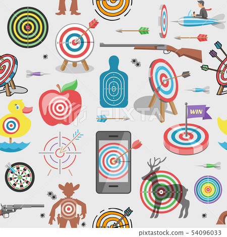 Target icon vector arrow in aim of dartboard and goal of success business strategy illustration set 54096033