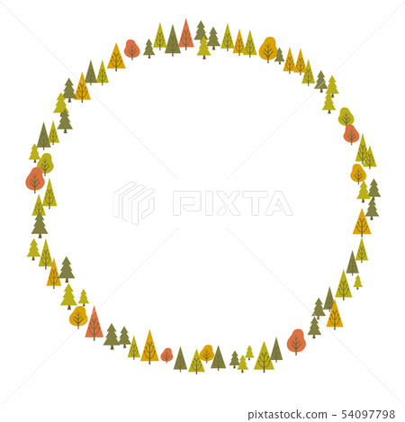 Autumn forest frame round shape 54097798