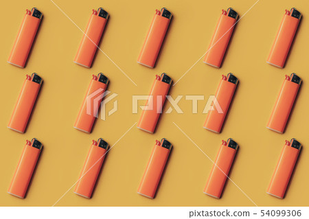 Gasoline lighter, orange plastic lighter on a flat 54099306