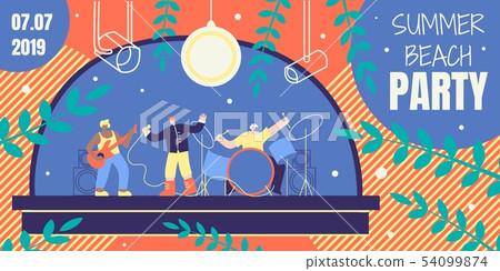 Disco Flyer Invitation Summer Beach Party Flat. 54099874