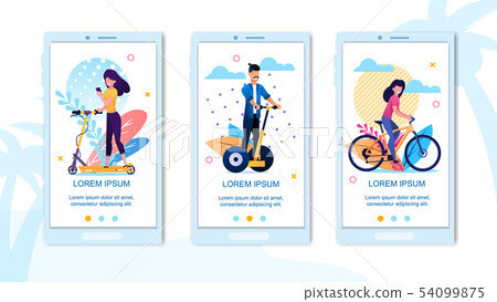 Mobile Landing Page Happy Active Vacation Time Set 54099875