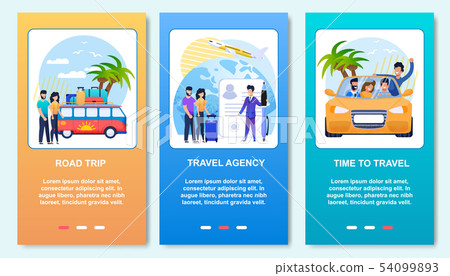 Mobile Posts Cartoon Cards Summer Travel Flat Set Mobile Posts Cartoon Cards Summer Travel Flat Set 54099893