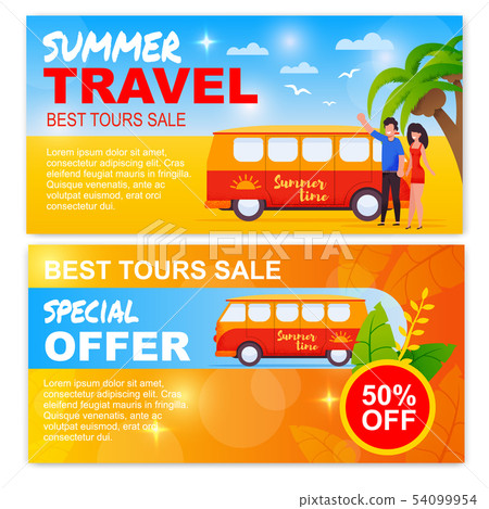 Best Tours Sale for Summer Travel Promo Banner Set 54099954
