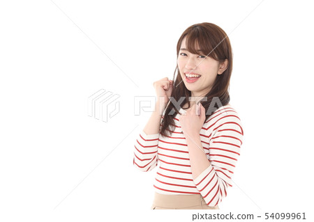 有歡呼的姿勢的一個少婦 有歡呼的姿勢的一個少婦 54099961