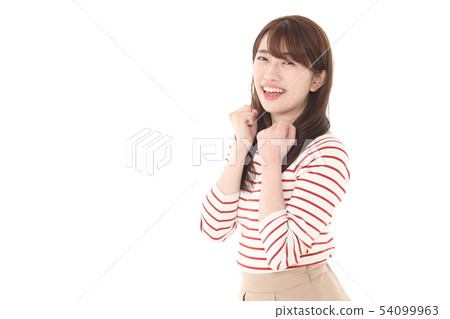 有歡呼的姿勢的一個少婦 有歡呼的姿勢的一個少婦 54099963
