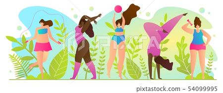 Active Sports in Summer, Vector Illustration. 54099995