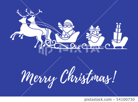 Santa Claus with Christmas presents in sleighs Santa Claus with Christmas presents in sleighs 54100730