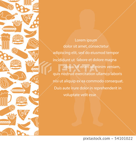 Fat man with unhealthy lifestyle symbols 54101022