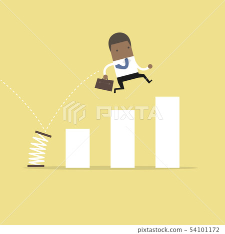 Businessman jump spring across the growing bar. 54101172