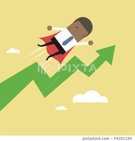Super African businessman with growing graph. 54101184
