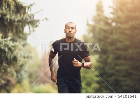 Fit African-American Guy Running In The Park Fit African-American Guy Running In The Park 54101641