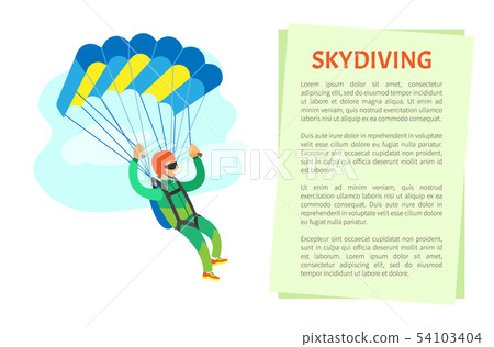 Extreme Sport Skydiving, Sportman Flying Vector 54103404