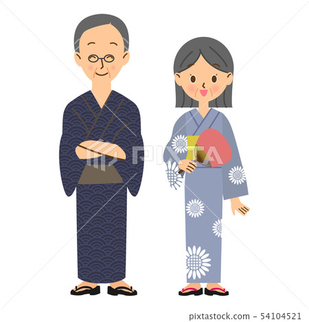 Senior couple wearing a yukata 54104521