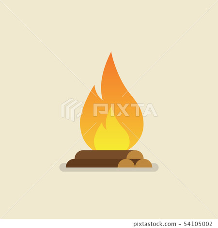 Burning bonfire with wood 54105002
