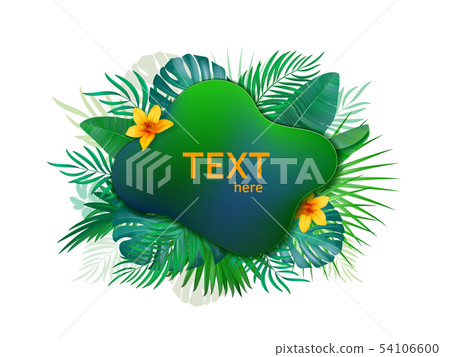 Vector banner with tropical leaf and flowers. 54106600